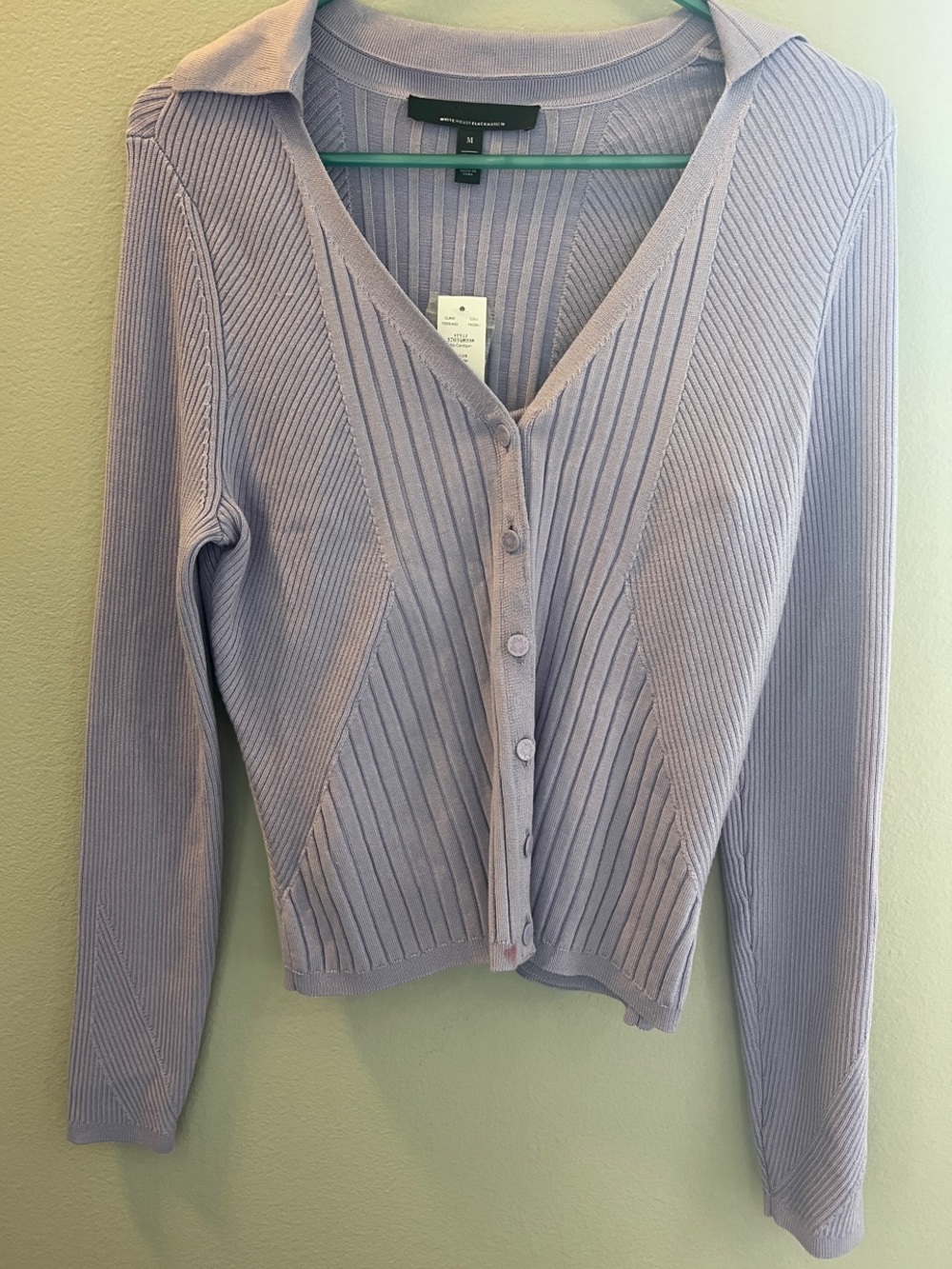 White House Black Market Lavender/Lilac Ribbed Button Cardigan Tank Top Set M